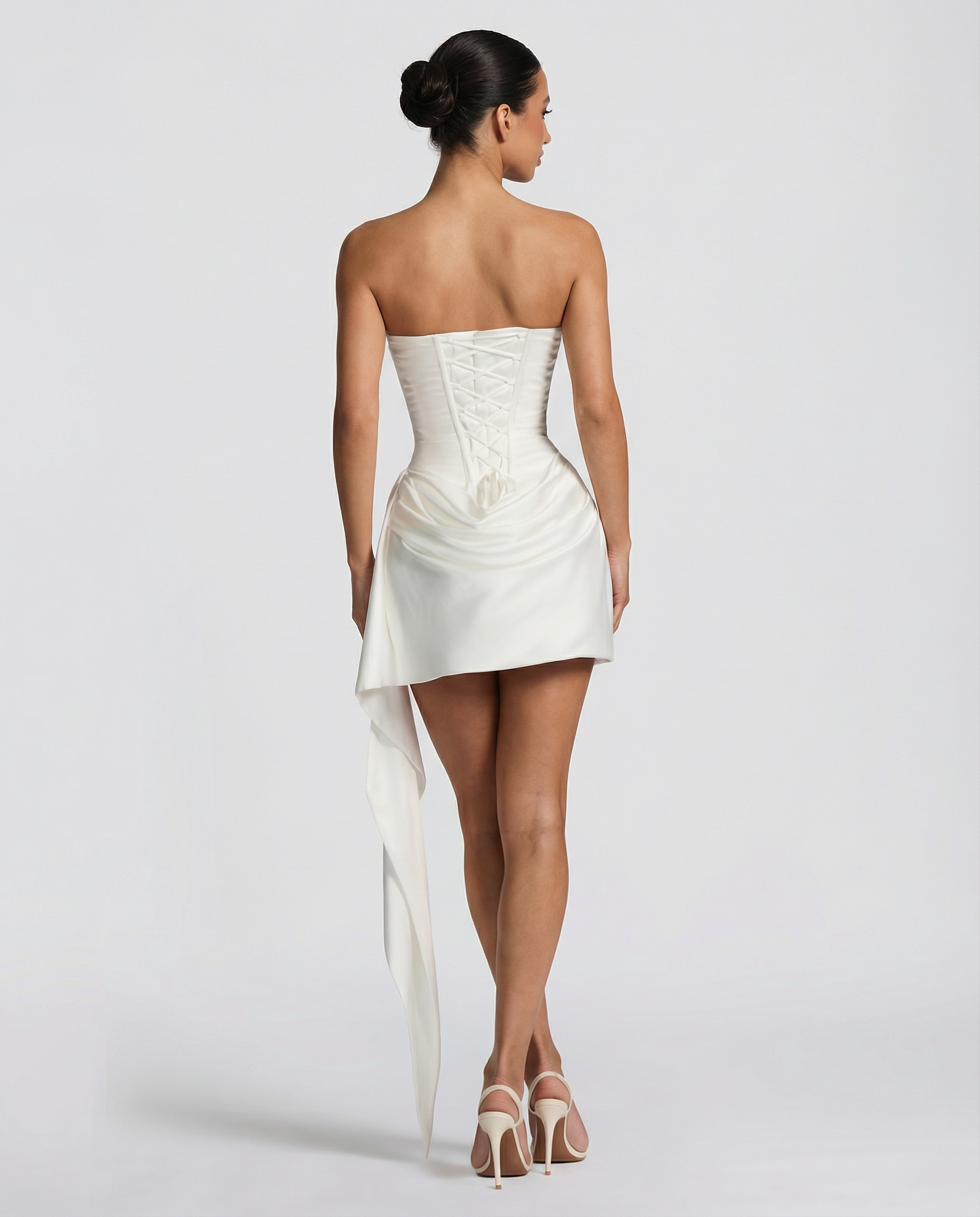 Alina | Mini Dress with Lace Corset and Draped Skirt