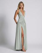 Margaret | Maxi Dress with Halter Neck and Ruched Corset