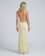 Angela | Maxi Dress with Floral Appliqué and Lace-Up Back