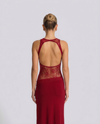 Traci | Lace Maxi Dress with Sheer Waist Panel