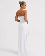 Stacey | Strapless Maxi Dress with Ruched Detail and Split