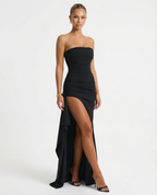 Stacey | Strapless Maxi Dress with Ruched Detail and Split