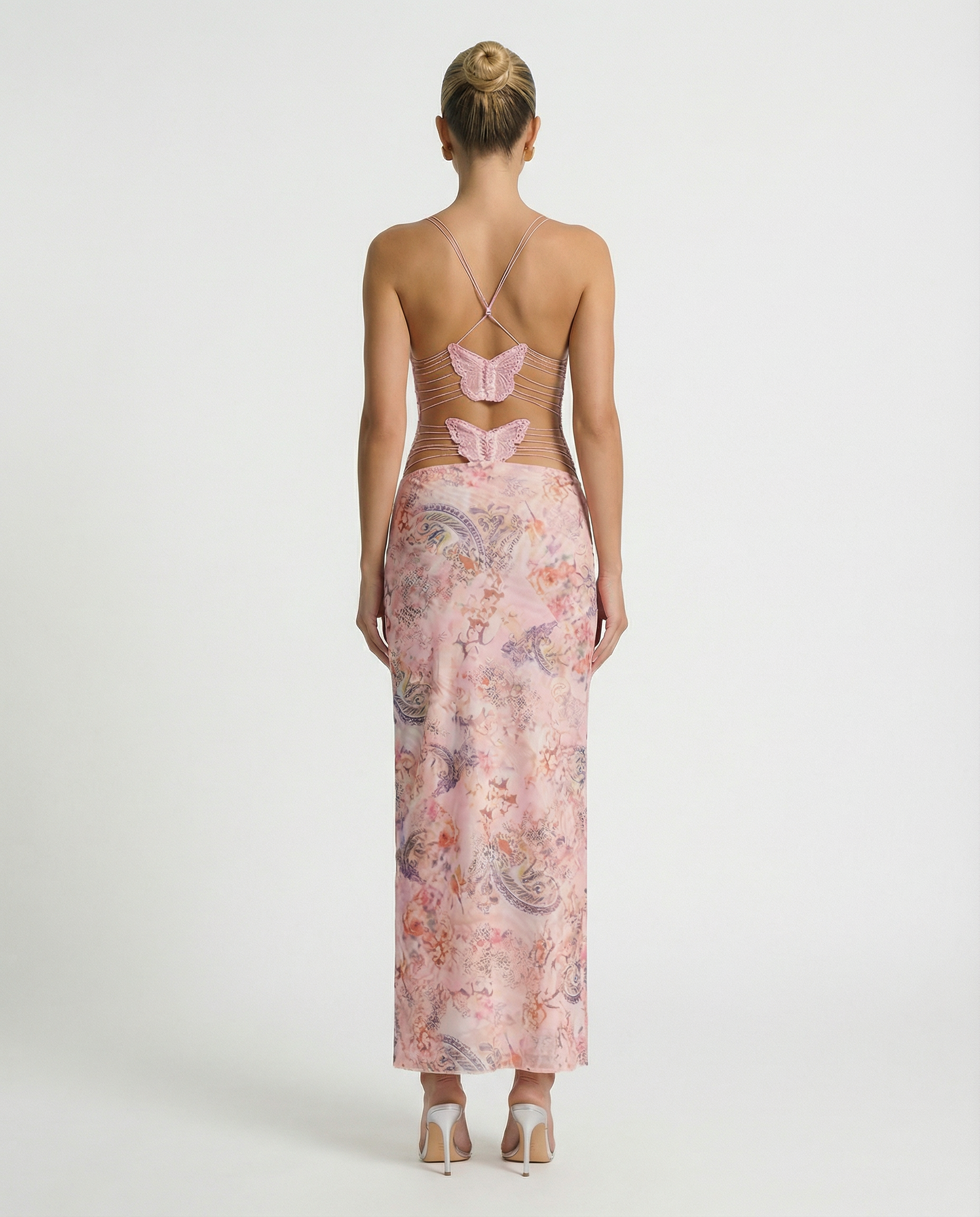 Terri | Backless Midi Dress with Butterfly Detail