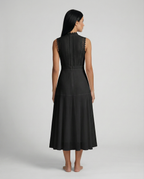 Alma | Sleeveless Midi Dress with Lace Panels
