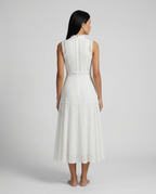 Alma | Sleeveless Midi Dress with Lace Panels