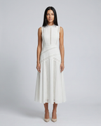 Alma | Sleeveless Midi Dress with Lace Panels
