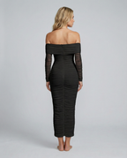Hannah | Off Shoulder Ruched Midi Dress