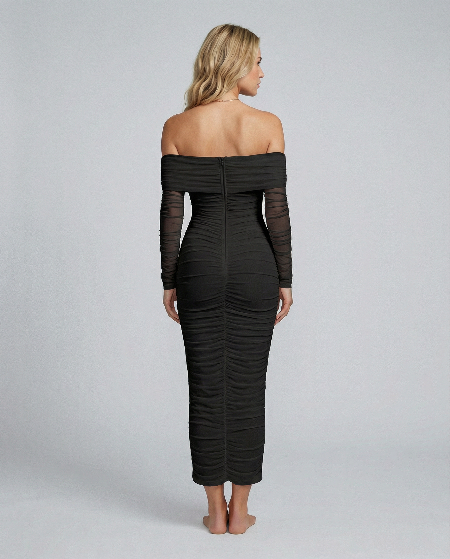 Hannah | Off Shoulder Ruched Midi Dress