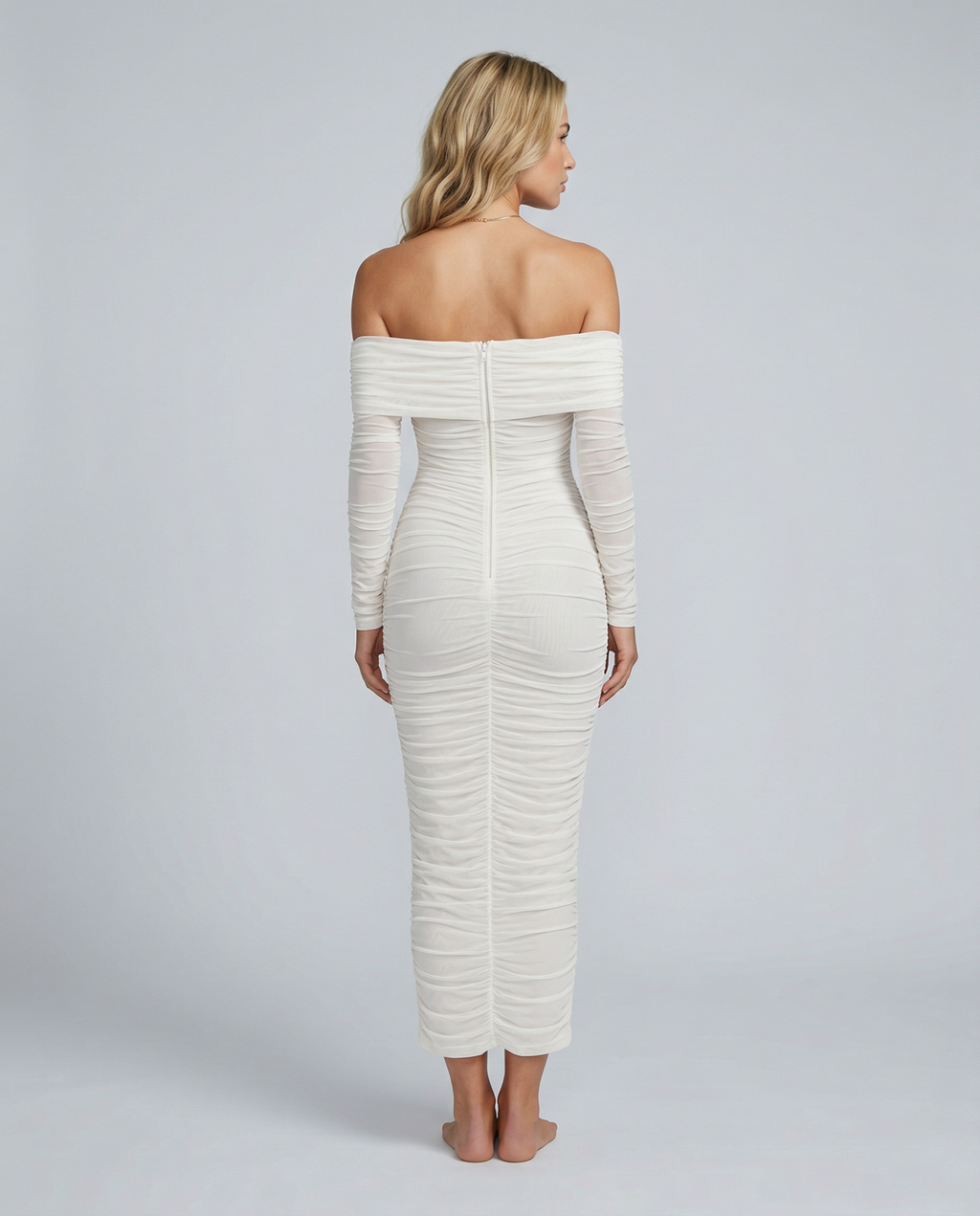 Hannah | Off Shoulder Ruched Midi Dress