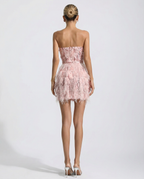 Joyce | Strapless Mini Dress with Sequin Feather Detail