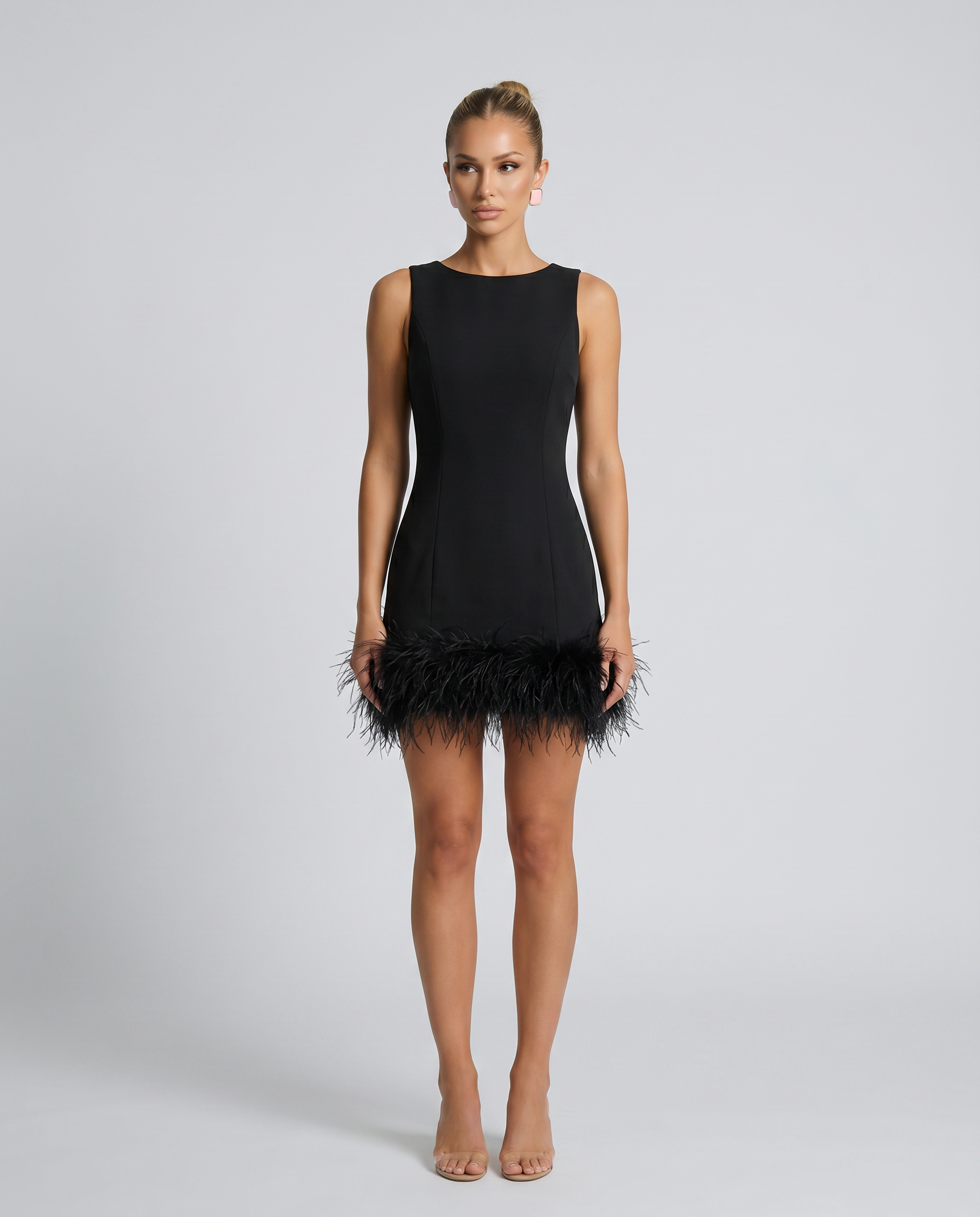 Nisha | Mini Dress with Feather Hem