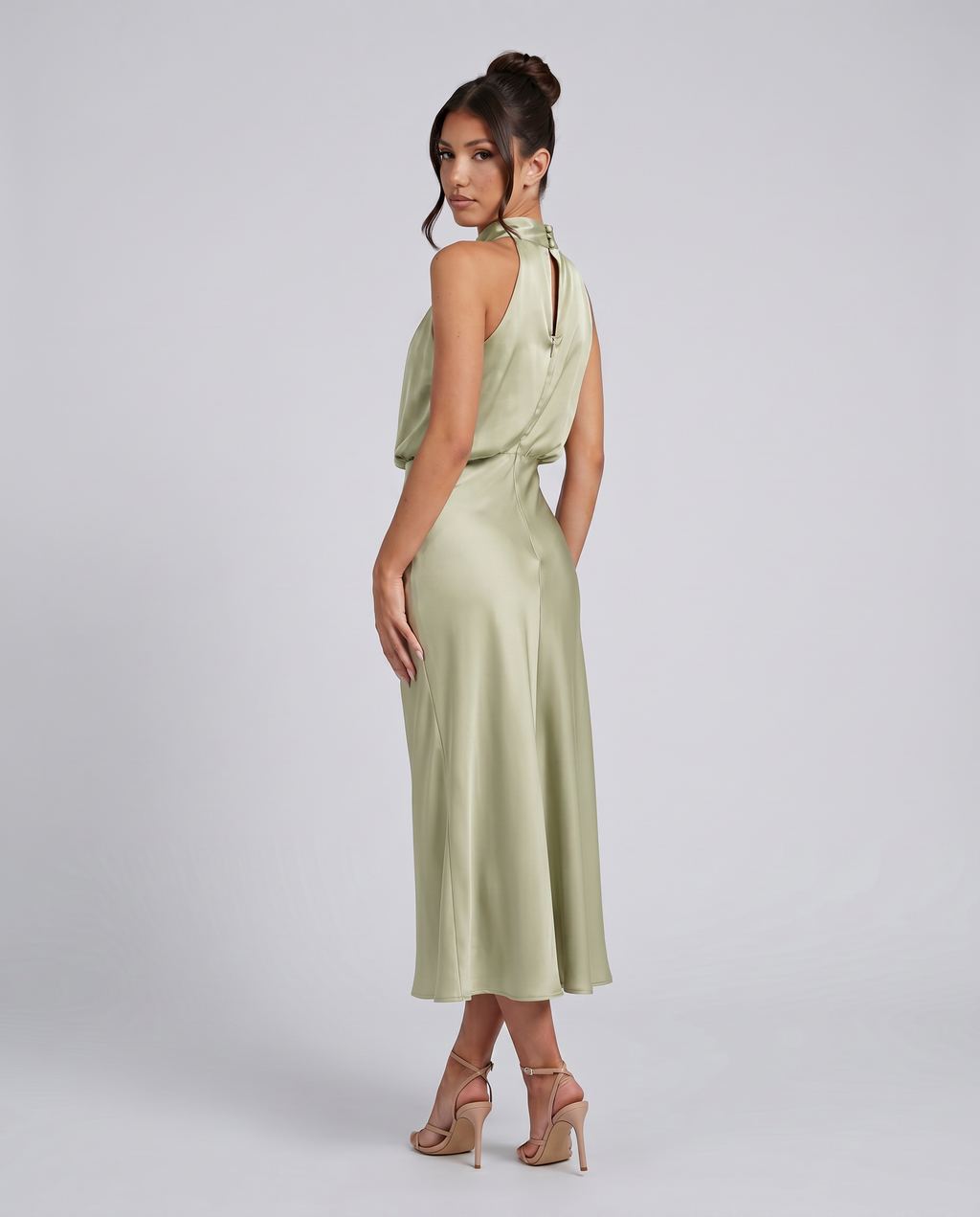 Francesca | Midi Dress with Draped Halter Neckline