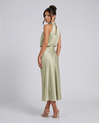 Francesca | Midi Dress with Draped Halter Neckline