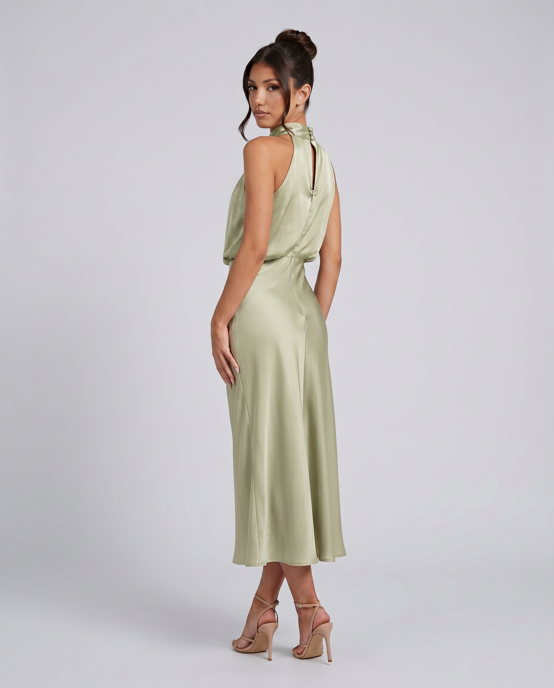 Francesca | Midi Dress with Draped Halter Neckline