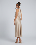 Francesca | Midi Dress with Draped Halter Neckline