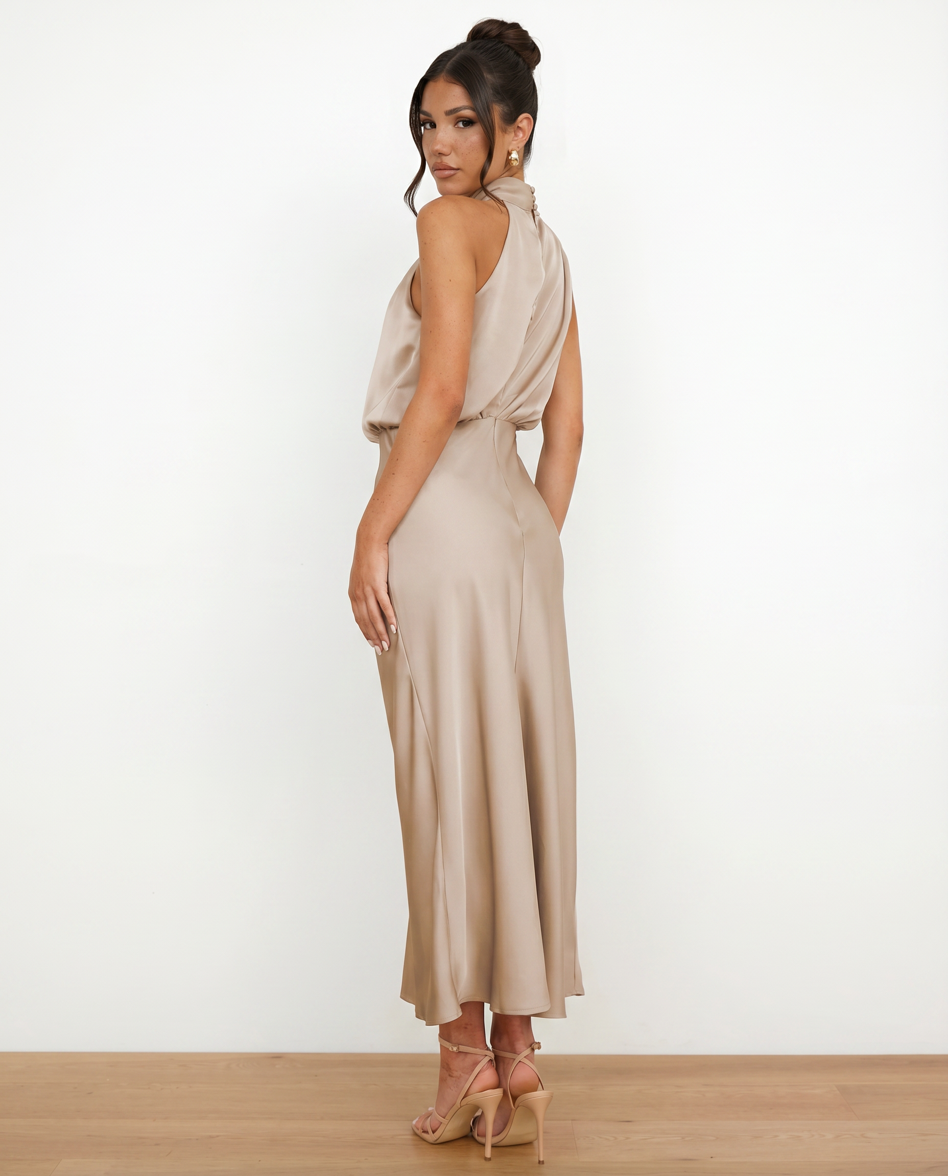 Francesca | Midi Dress with Draped Halter Neckline