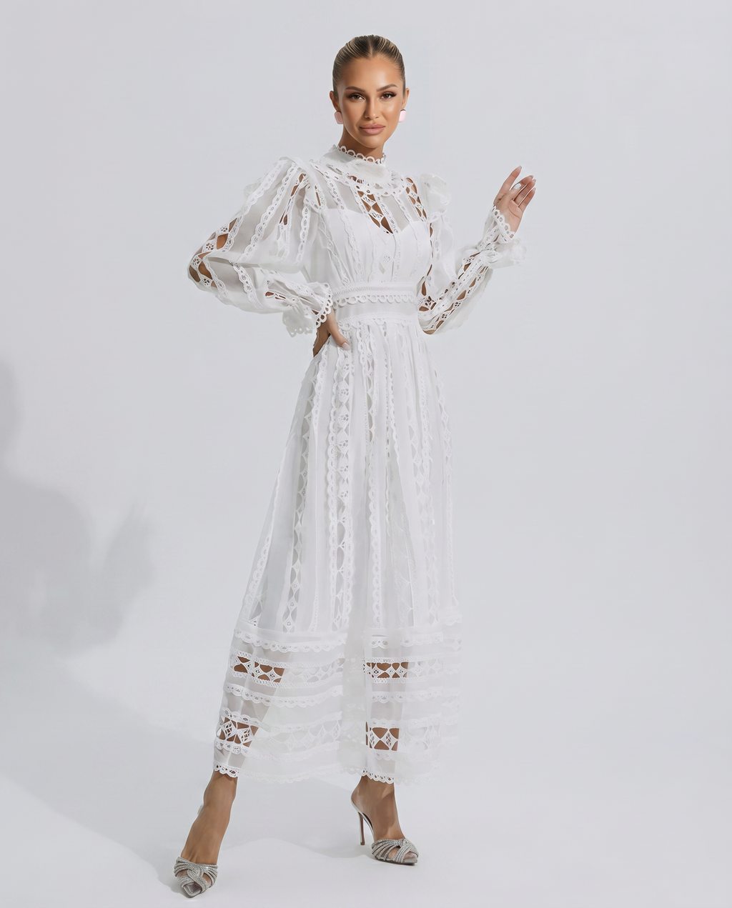 Juliet | Midi Lace Dress with Long Sleeves