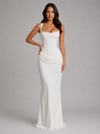 Delphine | Draped Corset Bodycon Maxi Dress