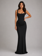 Delphine | Draped Corset Bodycon Maxi Dress