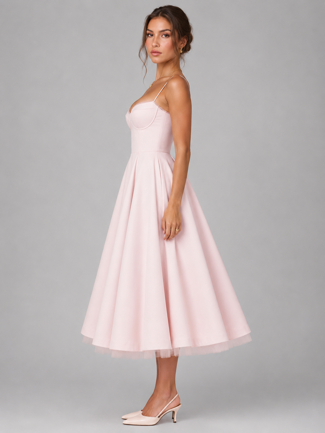 Cora | Sweetheart Corset Full-Skirt Midi Dress