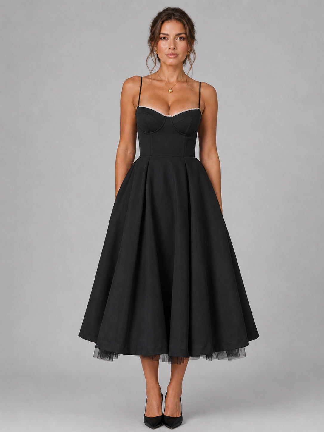 Cora | Sweetheart Corset Full-Skirt Midi Dress