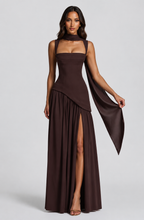 Ines | Sculpted Draped Satin Feel Maxi Dress