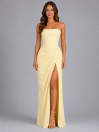 Talia | Strapless Draped Wedding Guest Maxi Dress