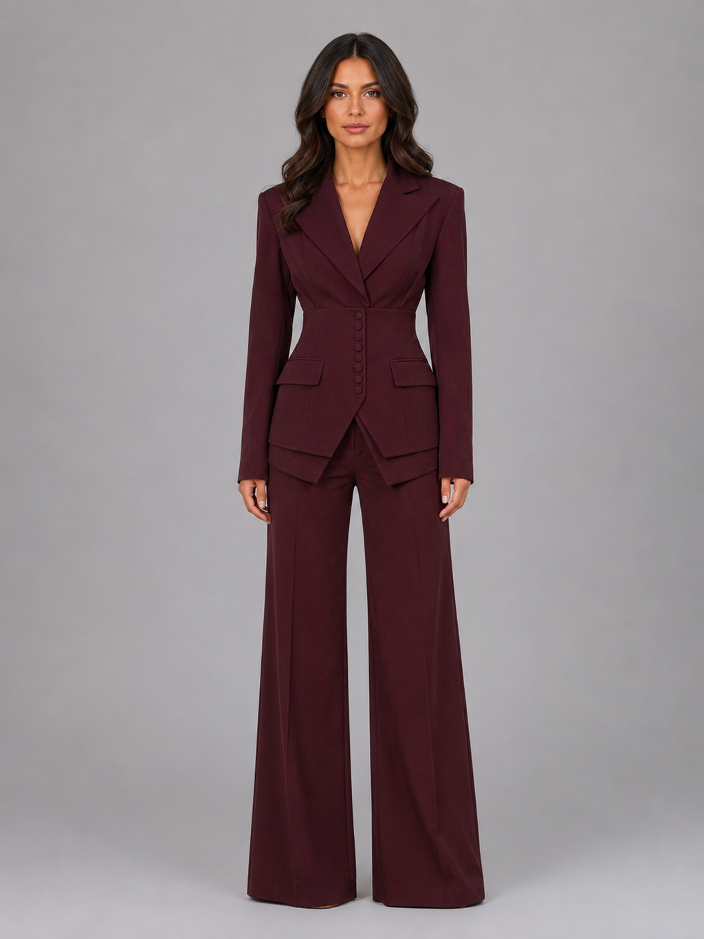 Dahlia | Cinched Waist & Wide-Leg Tailored Two-Piece Set