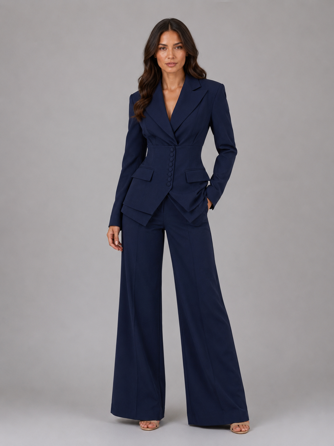 Dahlia | Cinched Waist & Wide-Leg Tailored Two-Piece Set