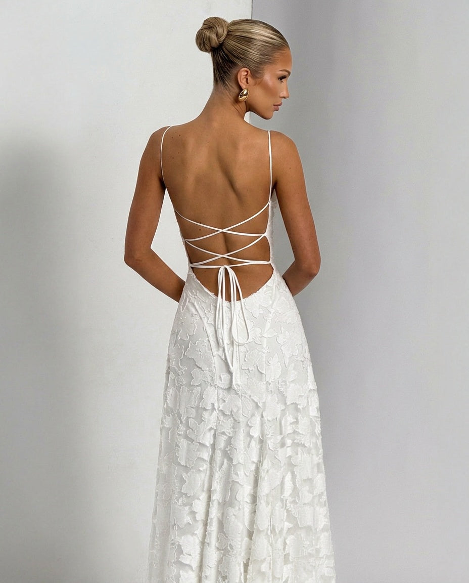 Isolde | Corset Lace-Up Back Maxi Dress