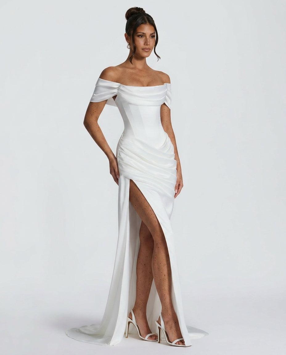 Riona | Lace-Up Corset Ballgown Maxi Dress