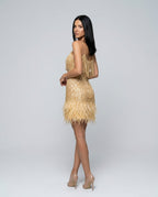 Roxie | Mini Sequin Dress with Feather Tassels