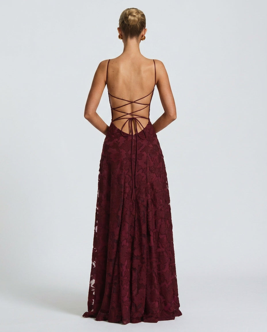 Isolde | Corset Lace-Up Back Maxi Dress