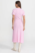 Noor | Scalloped Sleeve Button-Front Knit Midi Dress